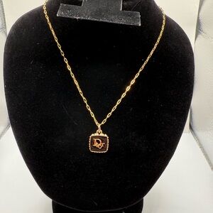 Authentic Black Enamel Dior Charm on unbranded chain Necklace